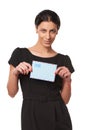 Smiling business woman showing envelope Royalty Free Stock Photo