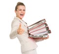 Smiling business woman showing thumbs up Royalty Free Stock Photo