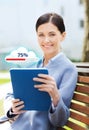 Smiling business woman with tablet pc in city Royalty Free Stock Photo
