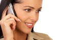 Smiling business woman talking by phone Royalty Free Stock Photo