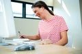 smiling business woman writing in a notepad Royalty Free Stock Photo