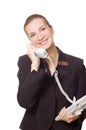 Smiling business women speaks on the telephone