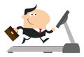 Smiling Businessman Cartoon Character With Briefcase Running On A Treadmill Royalty Free Stock Photo