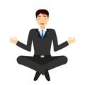 Smiling businessman, lotus asana