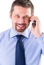 Smiling businessman making a phone call. Royalty Free Stock Photo