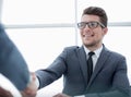 Smiling businessman shaking hands with his partner Royalty Free Stock Photo