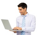 Smiling Businessman Using Laptop