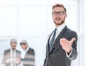 Smiling businessman welcome handshake Royalty Free Stock Photo