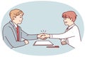 Smiling businessmen handshake closing deal Royalty Free Stock Photo