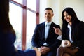 Smiling businesspeople having coffee break Royalty Free Stock Photo