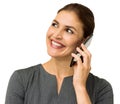 Smiling Businesswoman Answering Smart Phone Royalty Free Stock Photo