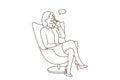 Smiling businesswoman in chair talking on cell