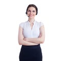 Smiling businesswoman standing over white isolated background Royalty Free Stock Photo