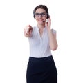 Smiling businesswoman standing over white isolated background Royalty Free Stock Photo