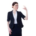 Smiling businesswoman standing over white isolated background Royalty Free Stock Photo