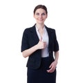 Smiling businesswoman standing over white isolated background Royalty Free Stock Photo