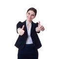 Smiling businesswoman standing over white isolated background Royalty Free Stock Photo