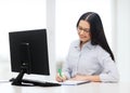 Smiling businesswoman or student with eyeglasses Royalty Free Stock Photo