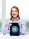 Smiling businesswoman with tablet pc computer Royalty Free Stock Photo