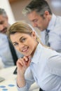 Smiling businesswoman in work meeting Royalty Free Stock Photo
