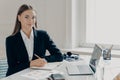 Smiling bussiness woman working in modern office Royalty Free Stock Photo