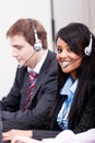 Smiling callcenter agent with headset support