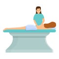 Smiling care massagist icon, cartoon style