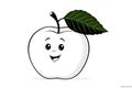 Smiling cartoon apple with green leaf drawing Royalty Free Stock Photo