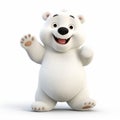 Smiling Cartoon Bear Photorealistic Renderings Of A White Bear Waving