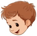 Smiling Cartoon Boy with Brown Hair
