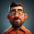 3d Cartoon Character With Glasses And Beard: Pixar-style Jiang