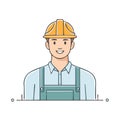 Smiling Cartoon Construction Worker Avatar in Hard Hat and Overalls Illustration Royalty Free Stock Photo