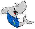 Smiling cartoon financial shark