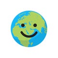 Smiling cartoon flat globe