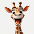 Smiling Cartoon Giraffe In Pixar Style - Uhd Image