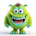 Smiling Cartoon Monster Character On White Background