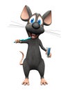 Smiling cartoon mouse brushing his teeth. Royalty Free Stock Photo