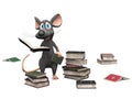 Smiling cartoon mouse holding a book. Royalty Free Stock Photo