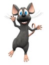 Smiling cartoon mouse jumping for joy. Royalty Free Stock Photo