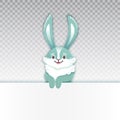 Smiling cartoon rabbit. Funny bunny. Cute hare. Vector illustration grouped and layered easy editing with banner for Royalty Free Stock Photo