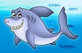 Smiling cartoon shark