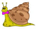 Smiling Cartoon Snail, Vector Illustration.