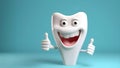 smiling cartoon tooth character giving thumbs up