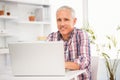 Smiling casual businessman working with computer Royalty Free Stock Photo