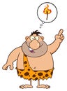 Smiling Caveman Cartoon Character With A Big Idea And Speech Bubble