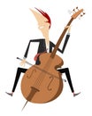 Cartoon smiling cellist isolated