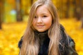 Smiling charming face girl autumn portrait