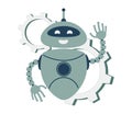 smiling chatbot helping solve a problems. robot shaking hand. greeting moves. vector illustration Royalty Free Stock Photo