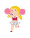 Smiling cheerleader girl with pom-poms