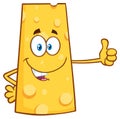 Smiling Cheese Cartoon Mascot Character Showing Thumbs Up